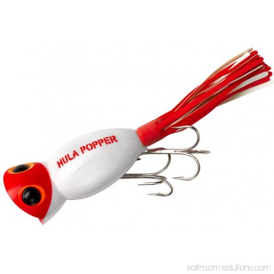 Arbogast Hula Popper 1/4 oz Fishing Lure - White/Red Head
